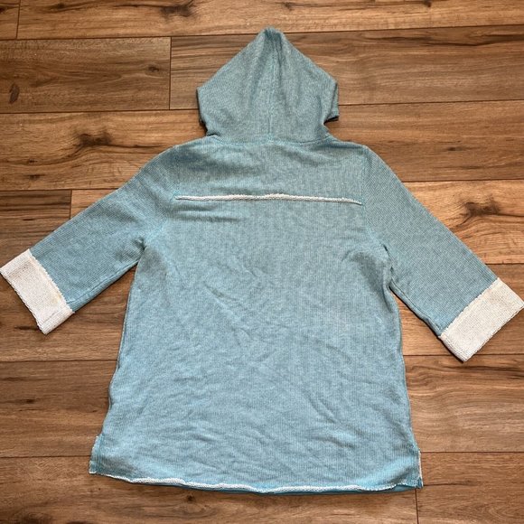 Soft Surroundings Just Beachy Sweatshirt SZ Large Terry Cloth Pullover Hood Blue - Picture 5 of 11